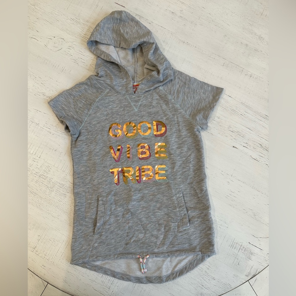 Cat & Jack Hooded Short Sleeve Sweatshirt, Girls Size Large